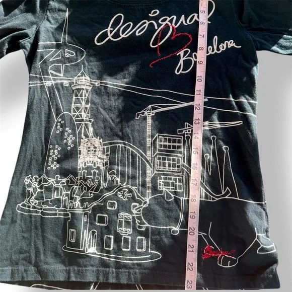 Rare Desigual Barcelona Embroidered Long Sleeve Top | Y2K Euro Streetwear L - Picture 6 of 14